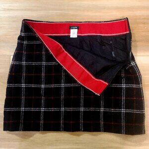 J. Crew Black and Red Plaid Wool Skirt